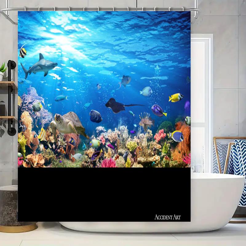 Underwater World Shower Curtain: Blue Fish Coral Design For Bathroom Decor Waterproof Fabric With Hooks Included W60H190(CM)-1 Pcs
Underwater World Shower Curtain: Blue Fish Coral Design For Bathroom Decor Waterproof Fabric With Hooks Included W60H190(CM)-1 Pcs