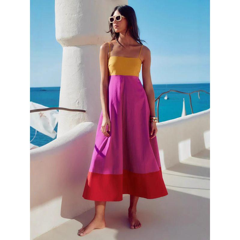 New Fashion Halter Dress Western Style New Fashion Casual Color Matching Sling Dress Long dress Flower color S
New Fashion Halter Dress Western Style New Fashion Casual Color Matching Sling Dress Long dress Flower color S