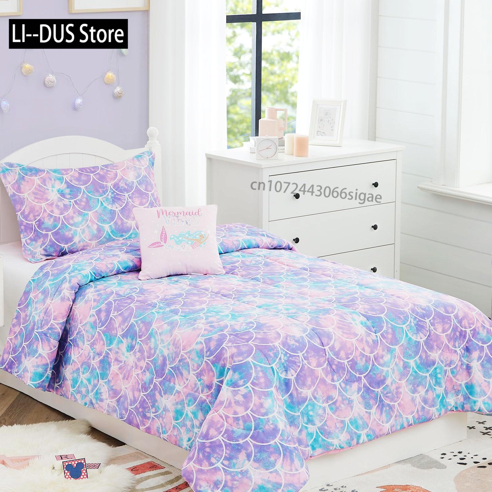 Girls Mermaid Comforter Set Twin Size Fish Scale Bedding Set 3Pcs Bedroom Decor Quilt Cover With 2 Pillowcase Twin Full Size EU Single(135*200cm)3pcs
Girls Mermaid Comforter Set Twin Size Fish Scale Bedding Set 3Pcs Bedroom Decor Quilt Cover With 2 Pillowcase Twin Full Size EU Single(135*200cm)3pcs