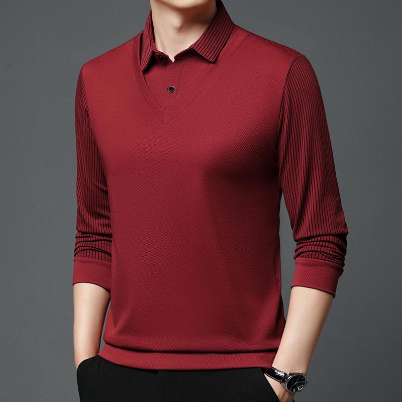 Men s Fake Two-piece Long-sleeved Polo Shirt with Elastic Fleece Thickened Lapel L червоний
Men s Fake Two-piece Long-sleeved Polo Shirt with Elastic Fleece Thickened Lapel L червоний