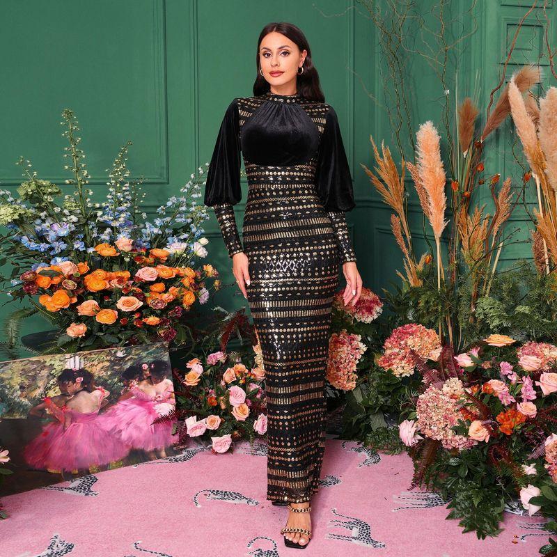 Birthday Dress, Cross-Border European and American New Style, High-End Long-Sleeved Round-Neck Sequined Hip-Hugging Evening Dress, Black Black Gold S
Birthday Dress, Cross-Border European and American New Style, High-End Long-Sleeved Round-Neck Sequined Hip-Hugging Evening Dress, Black Black Gold S