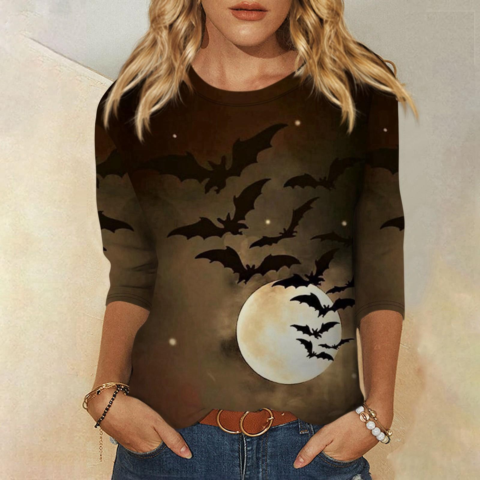 Женская модная повседневная свободная футболка с круглым вырезом и рукавами 3/4 на Хэллоуин, женский топ S чёрный
Женская модная повседневная свободная футболка с круглым вырезом и рукавами 3/4 на Хэллоуин, женский топ S чёрный