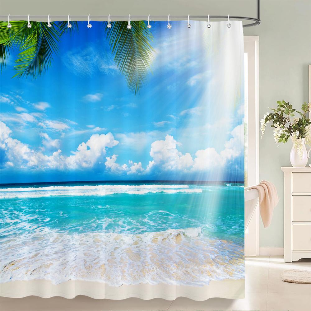 High Quality Sunny Beach Palm Tree Printed Fabric Shower Curtains Sea Scenery Bath Screen Waterproof Bathroom Decor With Hooks W60H190(CM)-1 Pcs
High Quality Sunny Beach Palm Tree Printed Fabric Shower Curtains Sea Scenery Bath Screen Waterproof Bathroom Decor With Hooks W60H190(CM)-1 Pcs