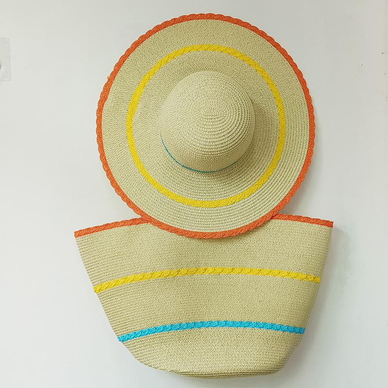 New Packable Straw hat and bag for women Beach hat hand-woven colorful hat tote bag hat suit straw fedora boater hat summer M 56-58
New Packable Straw hat and bag for women Beach hat hand-woven colorful hat tote bag hat suit straw fedora boater hat summer M 56-58