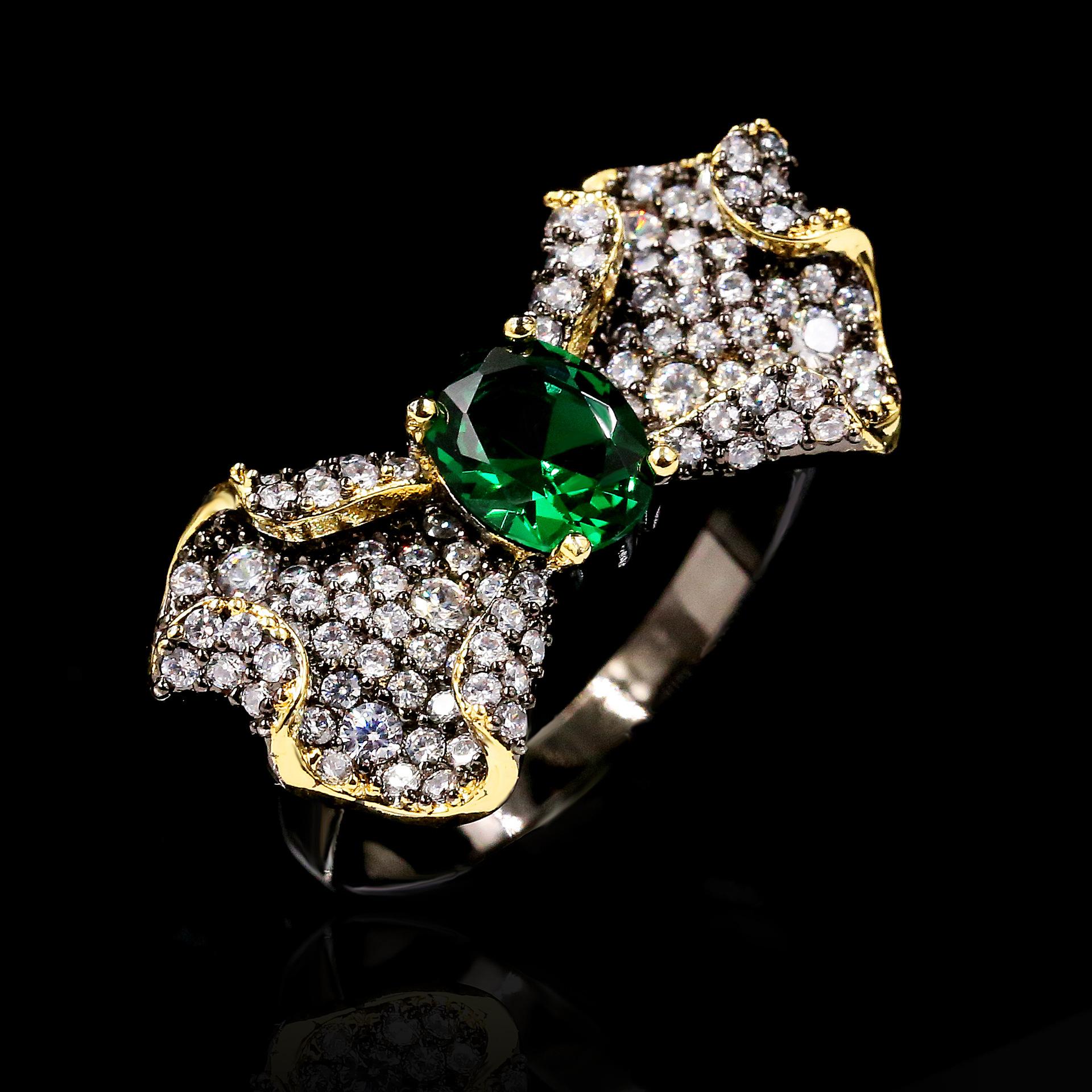 Italian Style Group Inlaid with High Carbon Diamond Bow Ring Cultivate Emerald Gun Black Ring for Women No. 10
Italian Style Group Inlaid with High Carbon Diamond Bow Ring Cultivate Emerald Gun Black Ring for Women No. 10