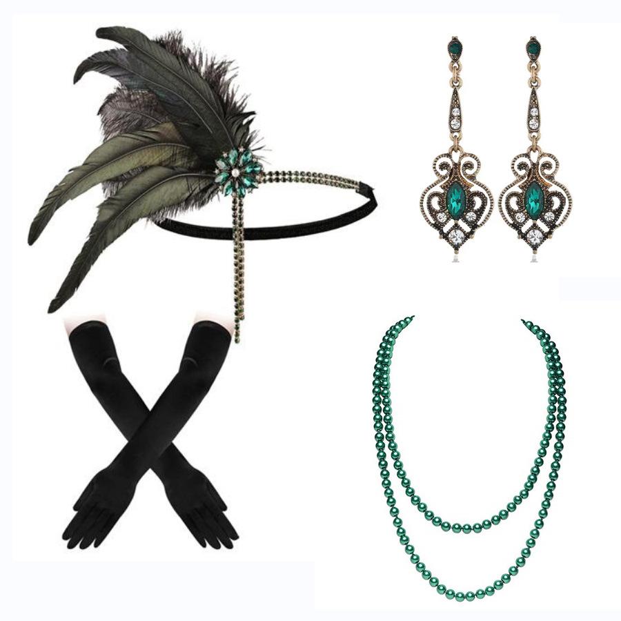 1920-е годы зеленая повязка на голову с перьями и кисточками, винтажный головной убор для вечеринки, женский комплект украшений на Хэллоуин
1920-е годы зеленая повязка на голову с перьями и кисточками, винтажный головной убор для вечеринки, женский комплект украшений на Хэллоуин