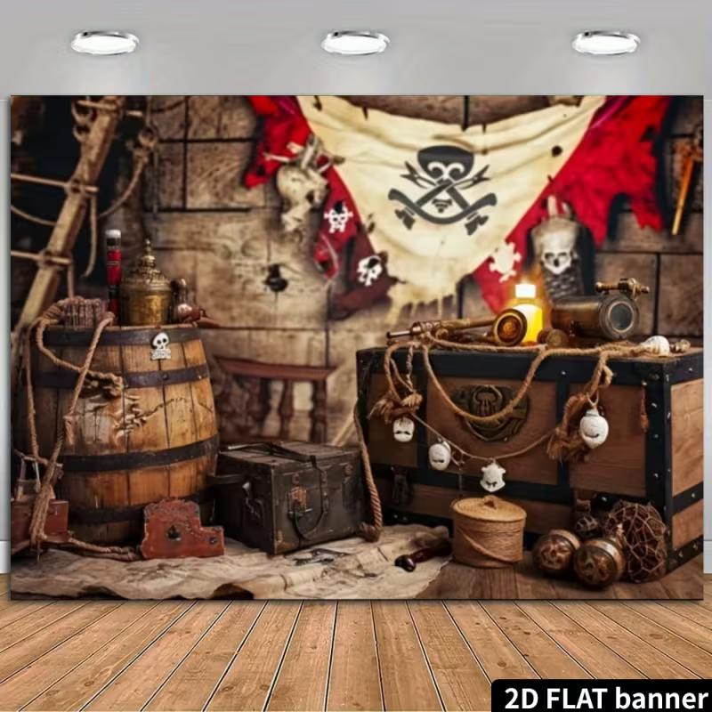 2D Rustic Pirate Backdrop Skull Flag Treasure Chest Nautical Adventure Photoshoot Background 47.2x31.5inch/120*80cm
2D Rustic Pirate Backdrop Skull Flag Treasure Chest Nautical Adventure Photoshoot Background 47.2x31.5inch/120*80cm