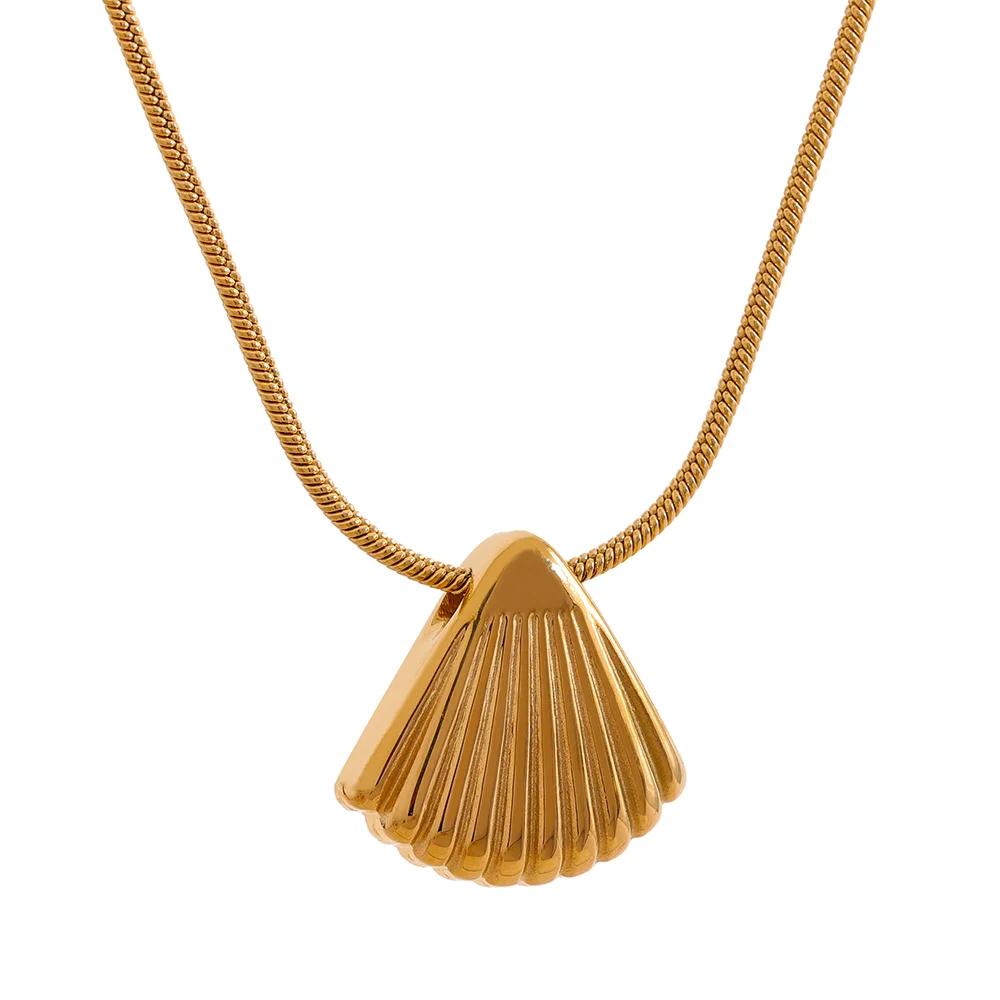 Yhpup Statement Metal Shell Pendant Stainless Steel Necklace Waterproof Summer Stylish Gold Color PVD Plated Wholesale Jewelry
Yhpup Statement Metal Shell Pendant Stainless Steel Necklace Waterproof Summer Stylish Gold Color PVD Plated Wholesale Jewelry
