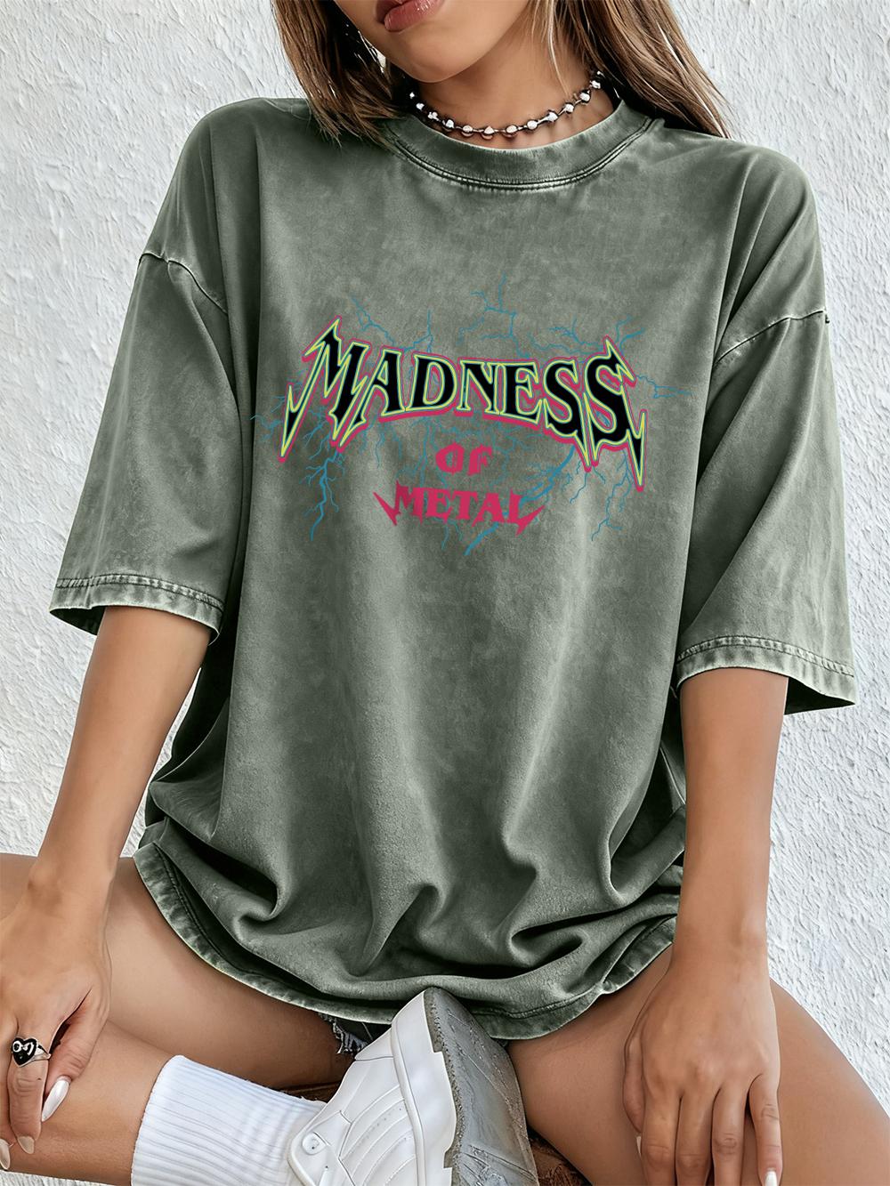 Madness Of Metal Cotton Washed TShirt Womens Summer Oversized Tops Comfortable ONeck Distressed T Shirt Street Womens Clothes S
Madness Of Metal Cotton Washed TShirt Womens Summer Oversized Tops Comfortable ONeck Distressed T Shirt Street Womens Clothes S