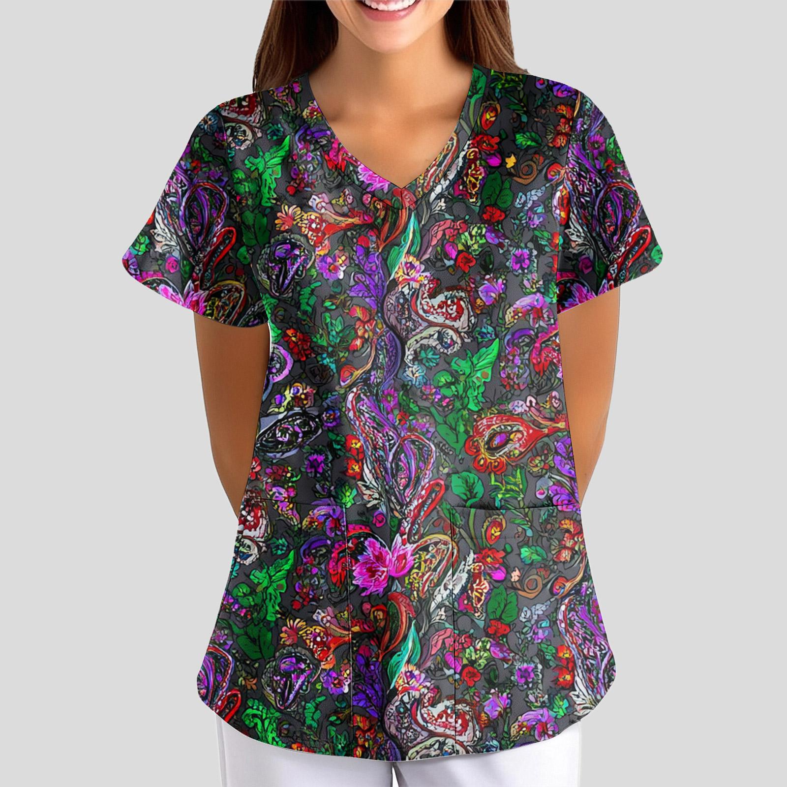 Women s Floral Print Loose V-neck Short-sleeved Uniform/ Uniform XL
Women s Floral Print Loose V-neck Short-sleeved Uniform/ Uniform XL