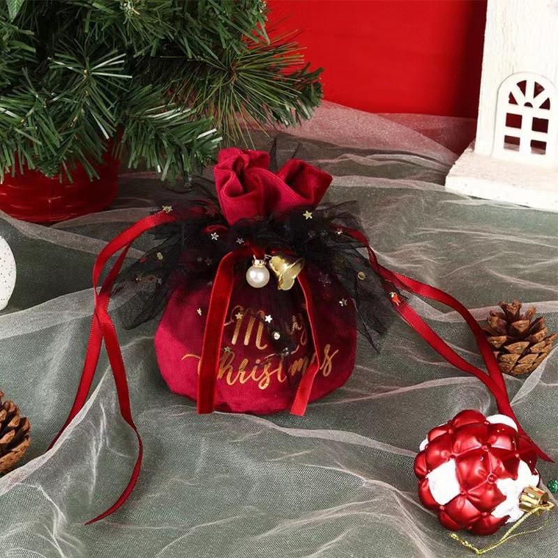 Christmas Velvet Gift Bags With Pearls Bells Drawstring Wrapping Bag For Storaging Candy Cookies Wine Red
Christmas Velvet Gift Bags With Pearls Bells Drawstring Wrapping Bag For Storaging Candy Cookies Wine Red
