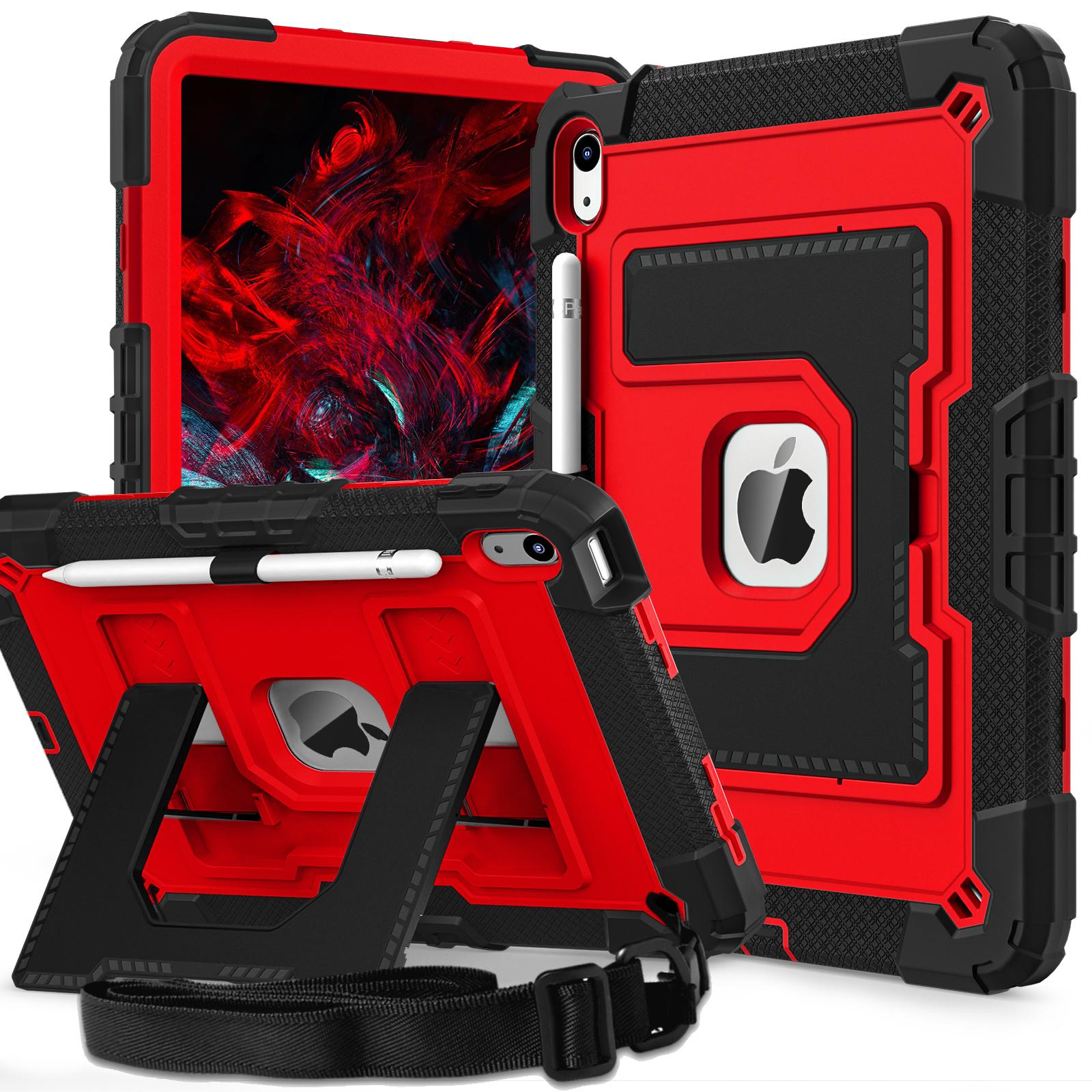 For iPad (2025)/iPad 10.9 (2022) Case with Kickstand Strap Anti Drop PC+Silicone Tablet Cover Black/Red
For iPad (2025)/iPad 10.9 (2022) Case with Kickstand Strap Anti Drop PC+Silicone Tablet Cover Black/Red
