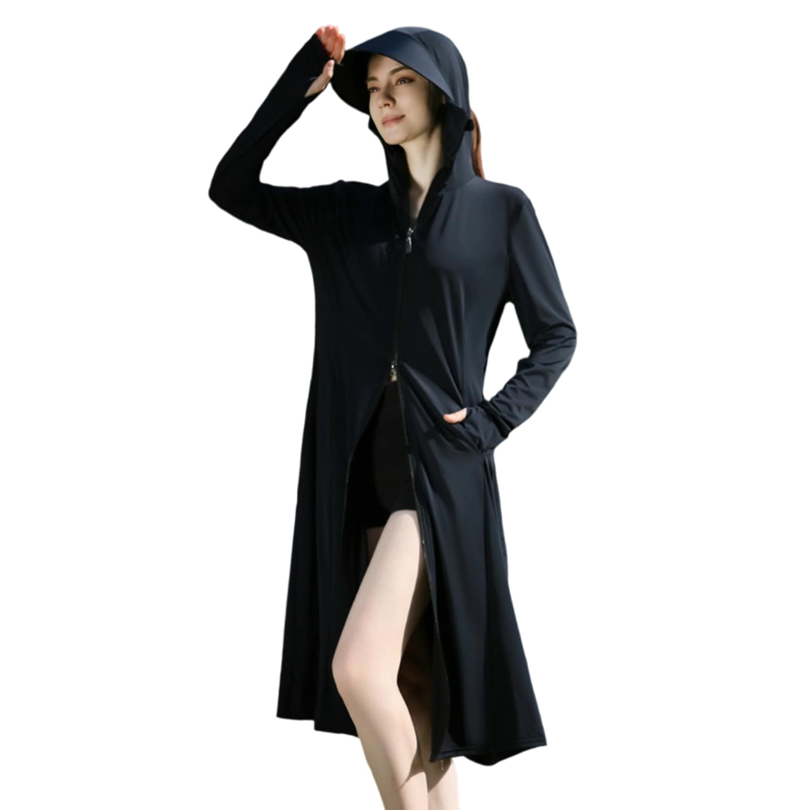 Outysky Защита от УФ-лучей Длинное худи с охлаждающим легким рашгардом для улицы и армейского зеленого цвета, Свободное женское боди-тач, Быстросохнущий, UPF50+ чёрный
Outysky Защита от УФ-лучей Длинное худи с охлаждающим легким рашгардом для улицы и армейского зеленого цвета, Свободное женское боди-тач, Быстросохнущий, UPF50+ чёрный