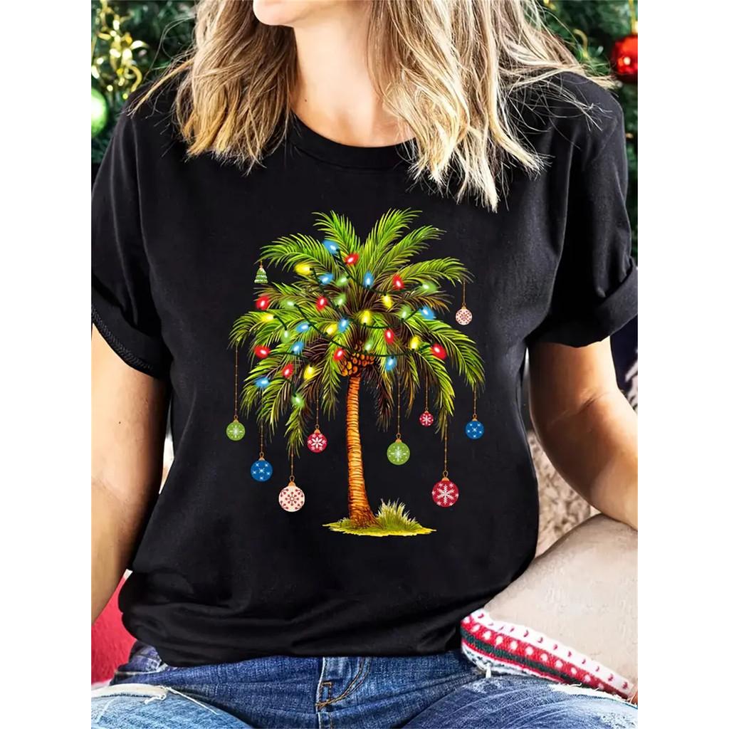 Ladies Vitality Tropical Christmas Tree Print T-Shirt Short Sleeve Crew Neck Casual Summer and Spring Top Palm Tree and Lighting Design Loose Ver XXL чорний
Ladies Vitality Tropical Christmas Tree Print T-Shirt Short Sleeve Crew Neck Casual Summer and Spring Top Palm Tree and Lighting Design Loose Ver XXL чорний