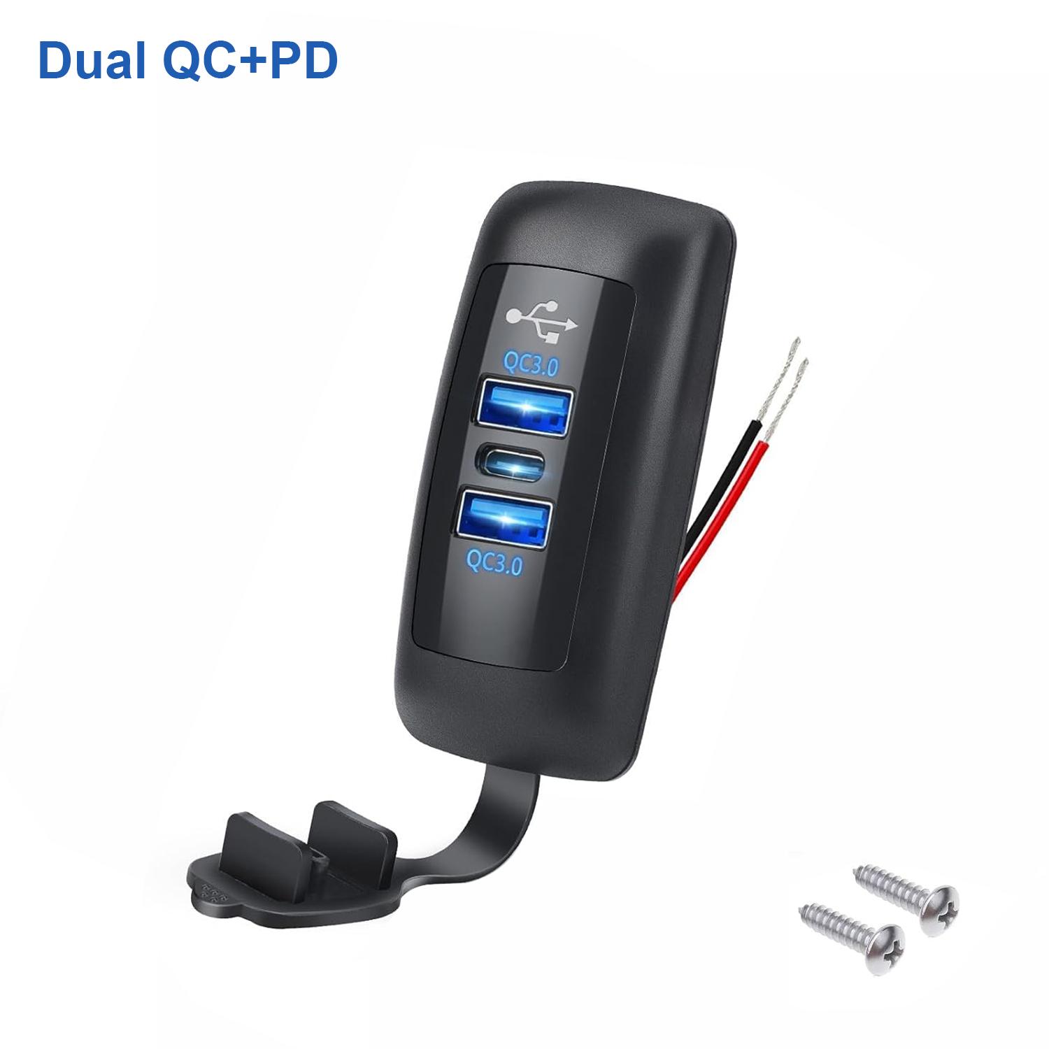 12V-24V Dual USB Outlet Car Charger Socket 3Ports Dual QC3.0 + PD3.0 Dustproof Power Outlet Panel For Car Boat Marine Bus ATV
12V-24V Dual USB Outlet Car Charger Socket 3Ports Dual QC3.0 + PD3.0 Dustproof Power Outlet Panel For Car Boat Marine Bus ATV