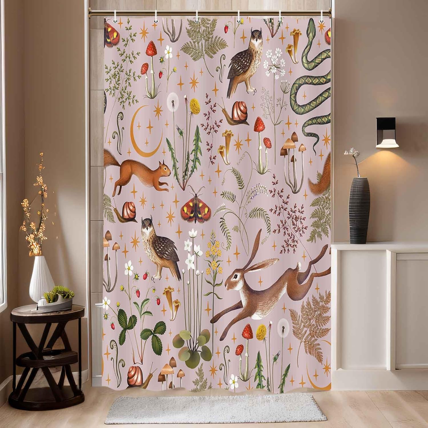 Fairy Rustic Forest Shower Curtain For , Country Woodland Wild Animals Butterfly Mushroom Set Hunting Shower Curtain W60H190(CM)-1 Pcs
Fairy Rustic Forest Shower Curtain For , Country Woodland Wild Animals Butterfly Mushroom Set Hunting Shower Curtain W60H190(CM)-1 Pcs