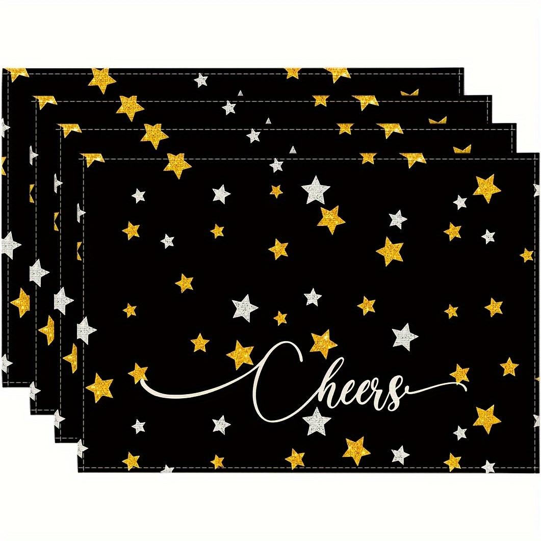 4 шт. Салфетки под тарелку «Cheers Stars» – Черные с золотыми и серебряными звездами, надпись «Cheers», 12x18 дюймов, Праздничный декор стола на Новый год и День рождения 30x45cm-4PC
4 шт. Салфетки под тарелку «Cheers Stars» – Черные с золотыми и серебряными звездами, надпись «Cheers», 12x18 дюймов, Праздничный декор стола на Новый год и День рождения 30x45cm-4PC