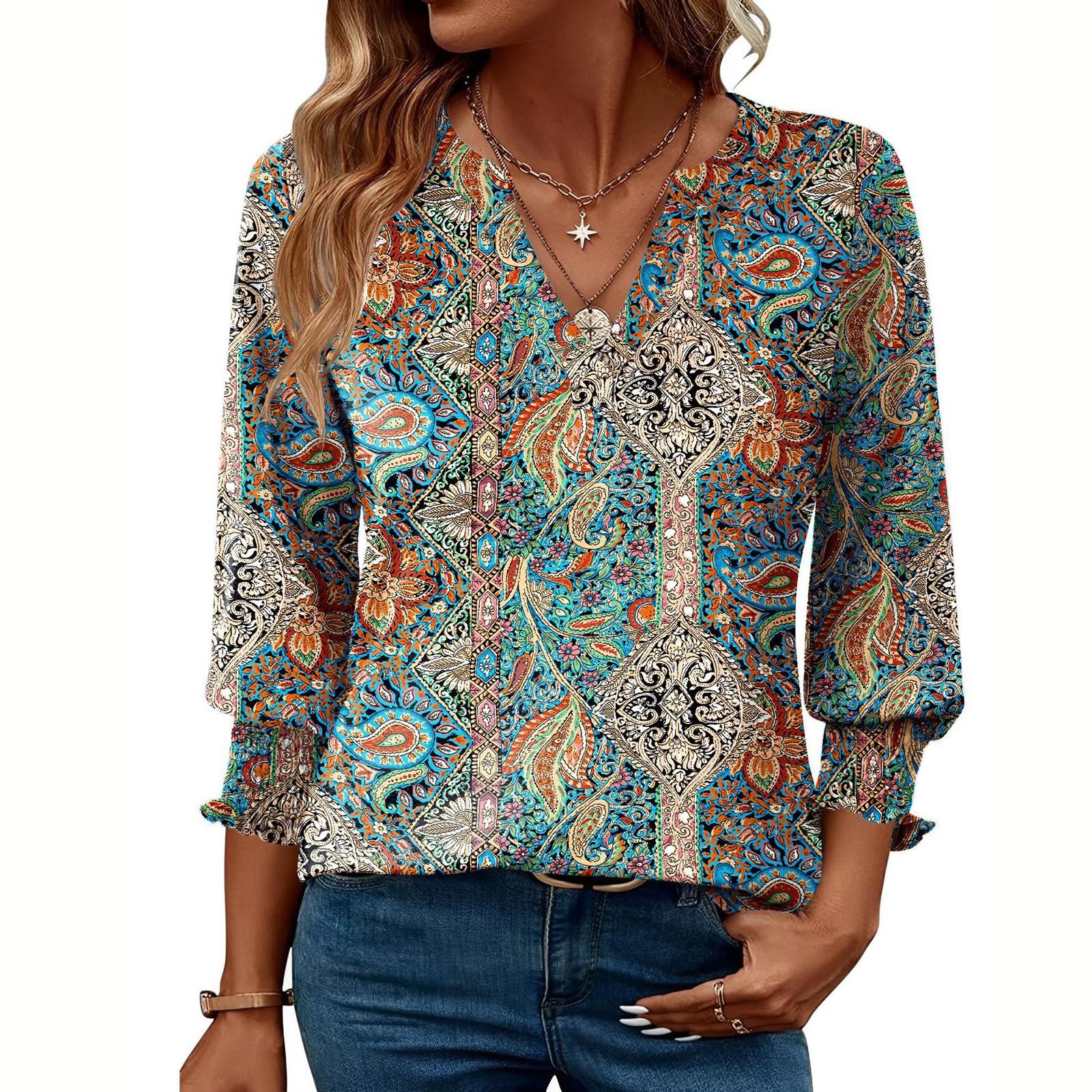 Blouses For Women Dressy Casual 3/4 Length Sleeve Womens Tops O Neck T Shirts With Smocked Cuffs XL
Blouses For Women Dressy Casual 3/4 Length Sleeve Womens Tops O Neck T Shirts With Smocked Cuffs XL