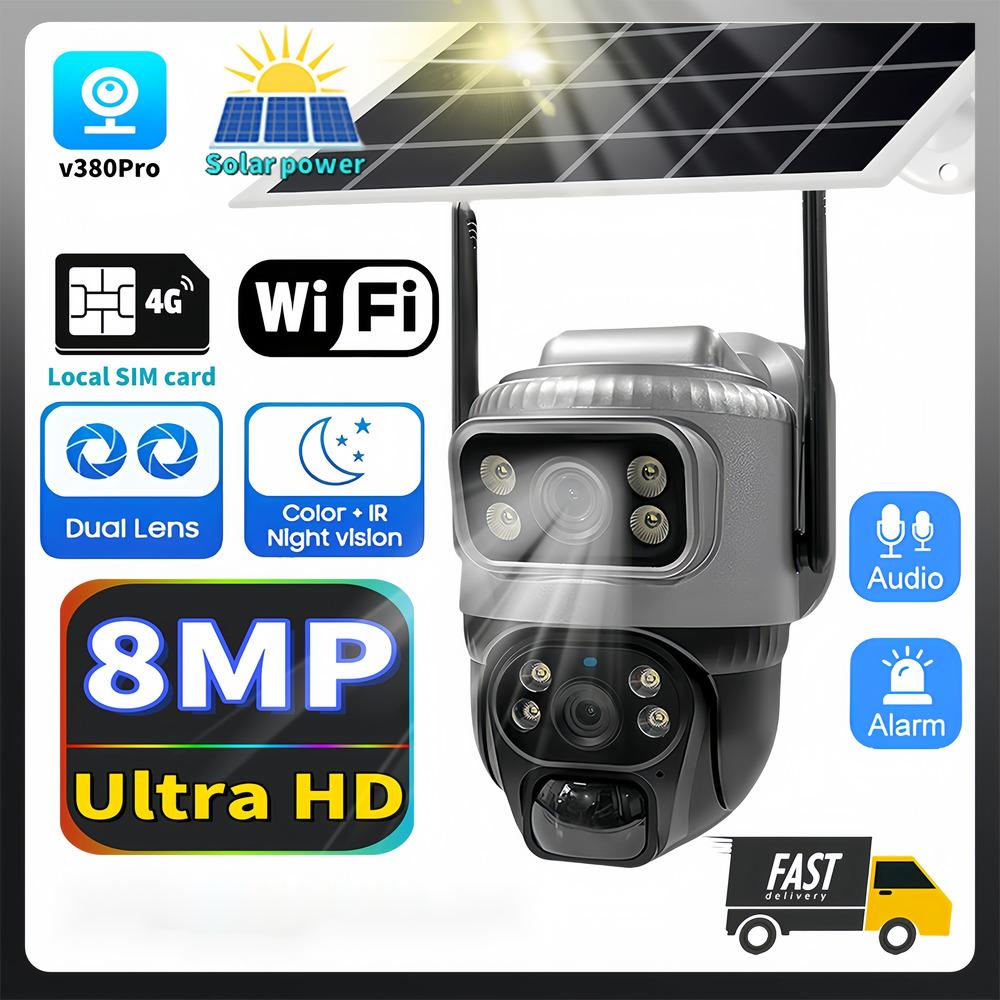 4K 8MP Solar Dual Lens Screen 4G SIM Wifi IP CCTV Home Security Protection PTZ Surveillance Outdoor HD Smart Camera сніг
4K 8MP Solar Dual Lens Screen 4G SIM Wifi IP CCTV Home Security Protection PTZ Surveillance Outdoor HD Smart Camera сніг