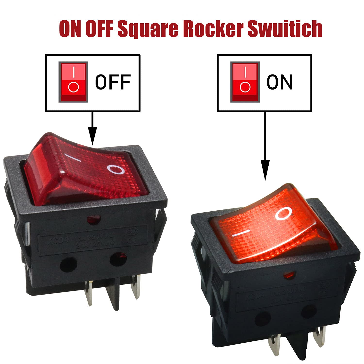 4PCS 4 Pin Rocker Switch Red Lighted Toggle ON-Off Heavy Duty for Household Industrial Equipment
4PCS 4 Pin Rocker Switch Red Lighted Toggle ON-Off Heavy Duty for Household Industrial Equipment