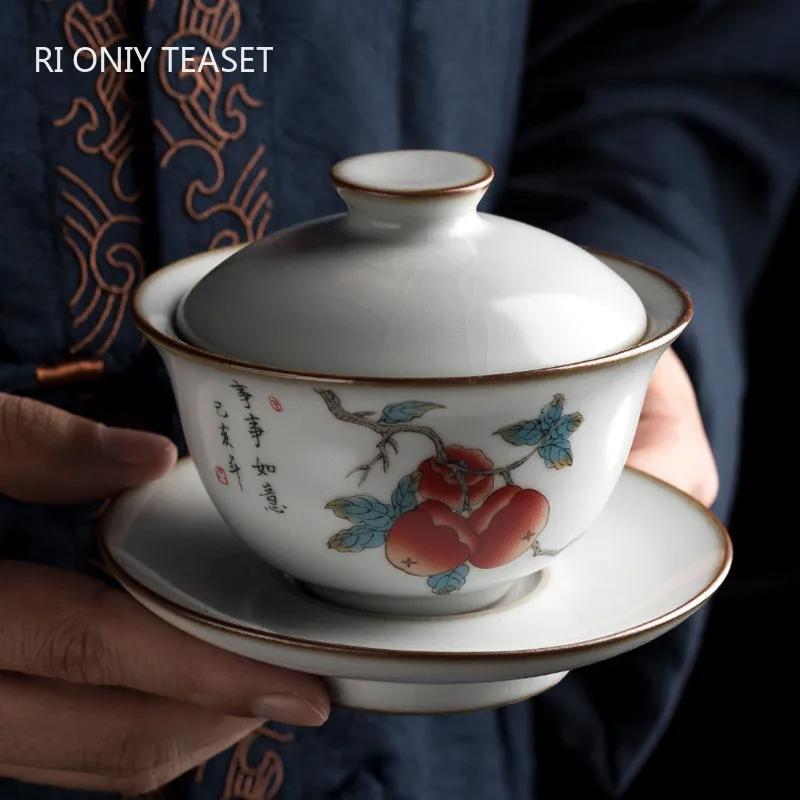 Chinese Handmade Ru Kiln Tea Tureen Teacup Cute Cat Pattern Ceramic Gaiwan Beauty Tea Infuser Household Tea Bowl Travel Teaware
Chinese Handmade Ru Kiln Tea Tureen Teacup Cute Cat Pattern Ceramic Gaiwan Beauty Tea Infuser Household Tea Bowl Travel Teaware