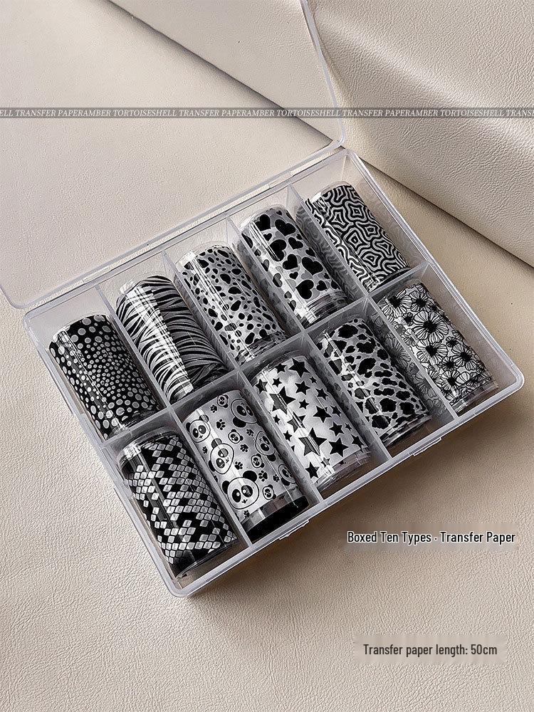 10 Styles French Zebra Nail Art Transfer Paper Stickers: Panda, Heart, Star Designs
10 Styles French Zebra Nail Art Transfer Paper Stickers: Panda, Heart, Star Designs