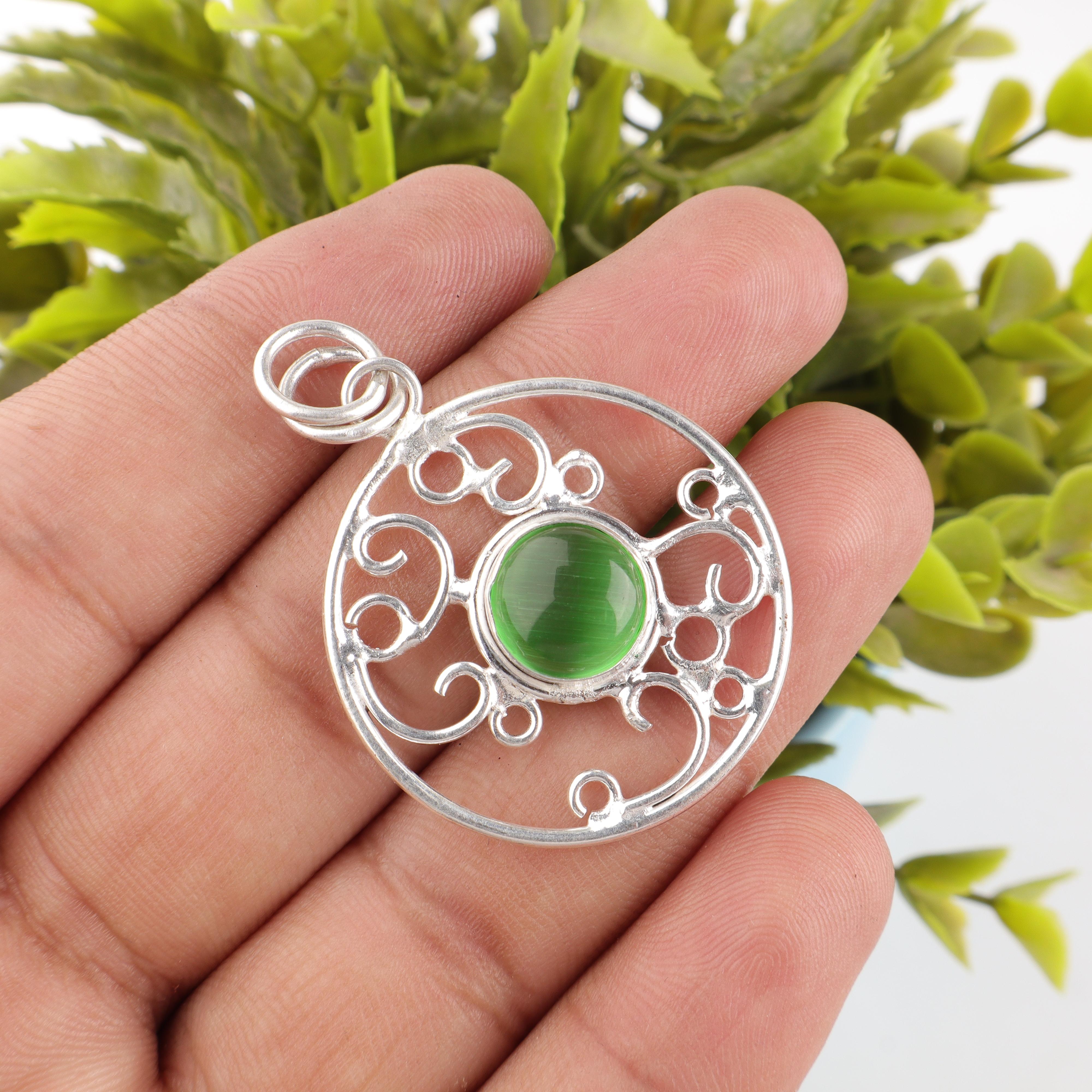 Green Cat s Eye Gemstone Jewelry, 925 Solid Sterling Silver Jewelry, Handmade Spiritual Jewelry For Wedding Gift 1.45 inches
Green Cat s Eye Gemstone Jewelry, 925 Solid Sterling Silver Jewelry, Handmade Spiritual Jewelry For Wedding Gift 1.45 inches