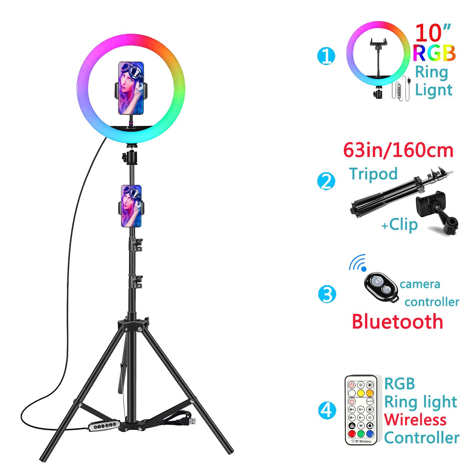 10-дюймовий RGB-світлодіодний кільцевий світильник для селфі, 79-дюймовий штатив, кільцевий світильник для фотографій, підставка для телефону, тримач, кругле світло, що заповнює світло, затемнена лампа для макіяжу. 10inRGB with 160cm Tripod
10-дюймовий RGB-світлодіодний кільцевий світильник для селфі, 79-дюймовий штатив, кільцевий світильник для фотографій, підставка для телефону, тримач, кругле світло, що заповнює світло, затемнена лампа для макіяжу. 10inRGB with 160cm Tripod
