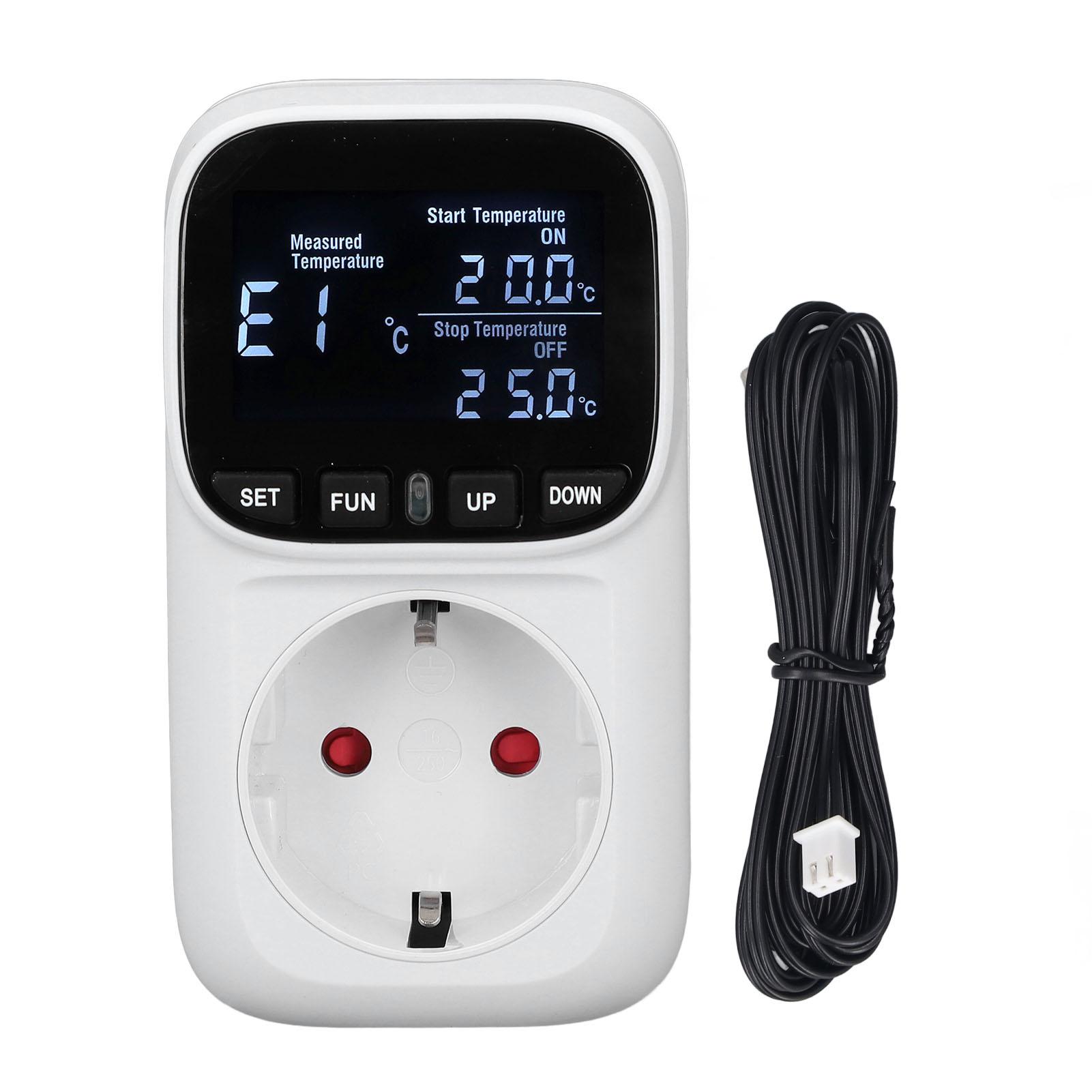 Digital Thermostat Outlet Backlit Display Plug in Temperature Controller Heating Cooling Control
Digital Thermostat Outlet Backlit Display Plug in Temperature Controller Heating Cooling Control