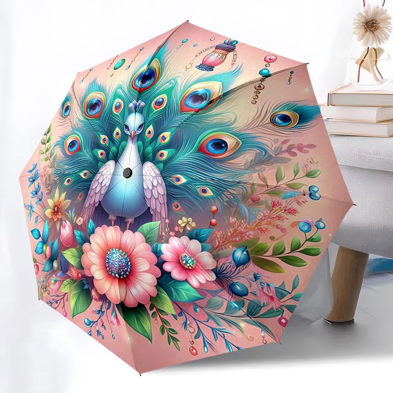 1pc Peacock, feathers pattern Umbrella Portable Folding Umbrella Iron Frame Hole Bone Structure Outdoor Home Umbrella
1pc Peacock, feathers pattern Umbrella Portable Folding Umbrella Iron Frame Hole Bone Structure Outdoor Home Umbrella