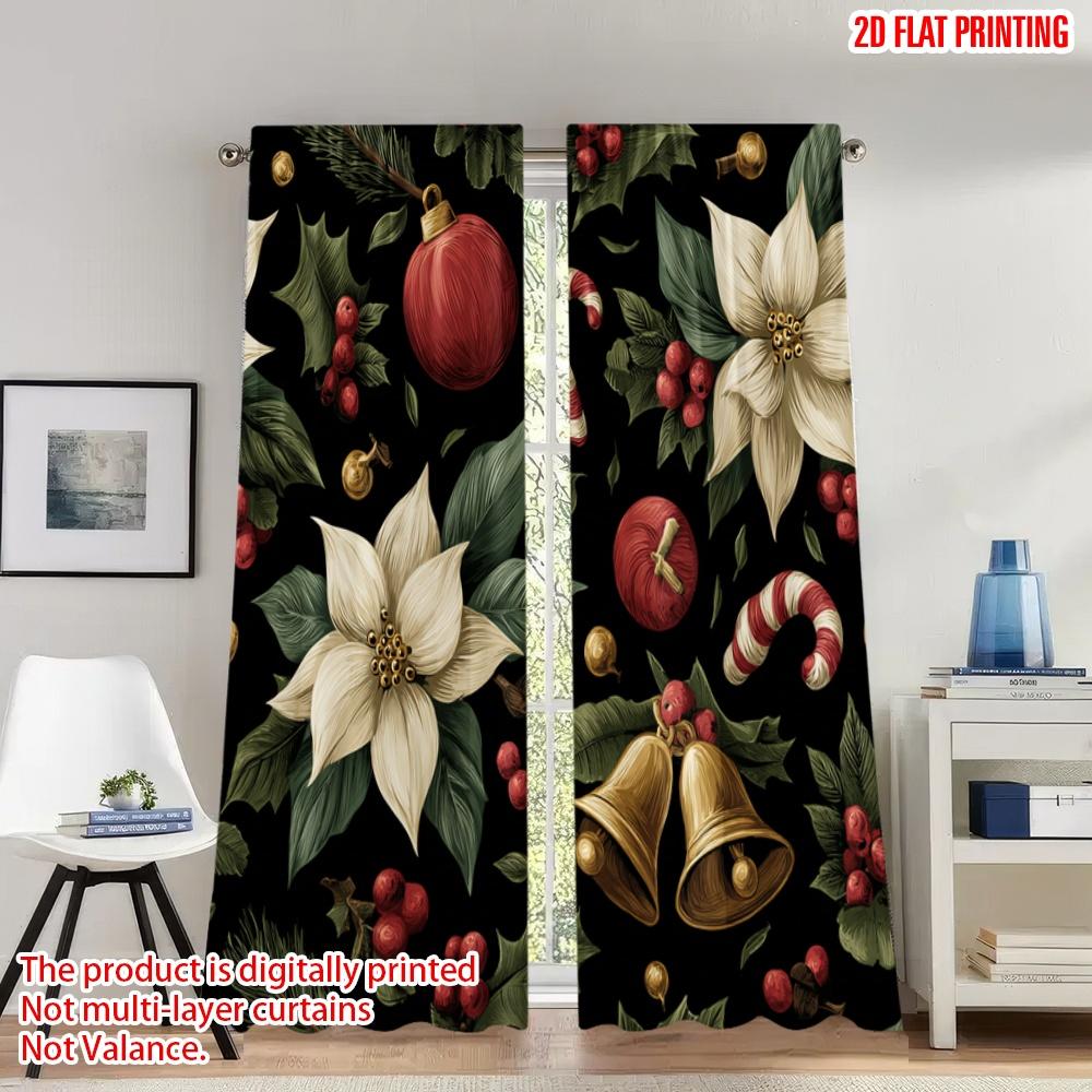 Set Of 2 Flat Printing Christmas Party Curtains Poinsettia Holly Bells Digital Printed Polyester Drapes Curtain Made W100*H70(CM)-Hooks&2PCS
Set Of 2 Flat Printing Christmas Party Curtains Poinsettia Holly Bells Digital Printed Polyester Drapes Curtain Made W100*H70(CM)-Hooks&2PCS