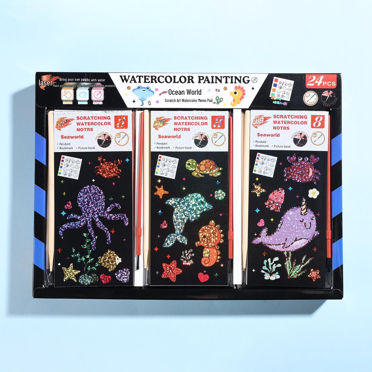 Children s Scratch Art Watercolor Memo Pad: Doodle & Paint with Self-Contained Pigment 78x175mm, 8 pages/book, 24 books/set
Children s Scratch Art Watercolor Memo Pad: Doodle & Paint with Self-Contained Pigment 78x175mm, 8 pages/book, 24 books/set