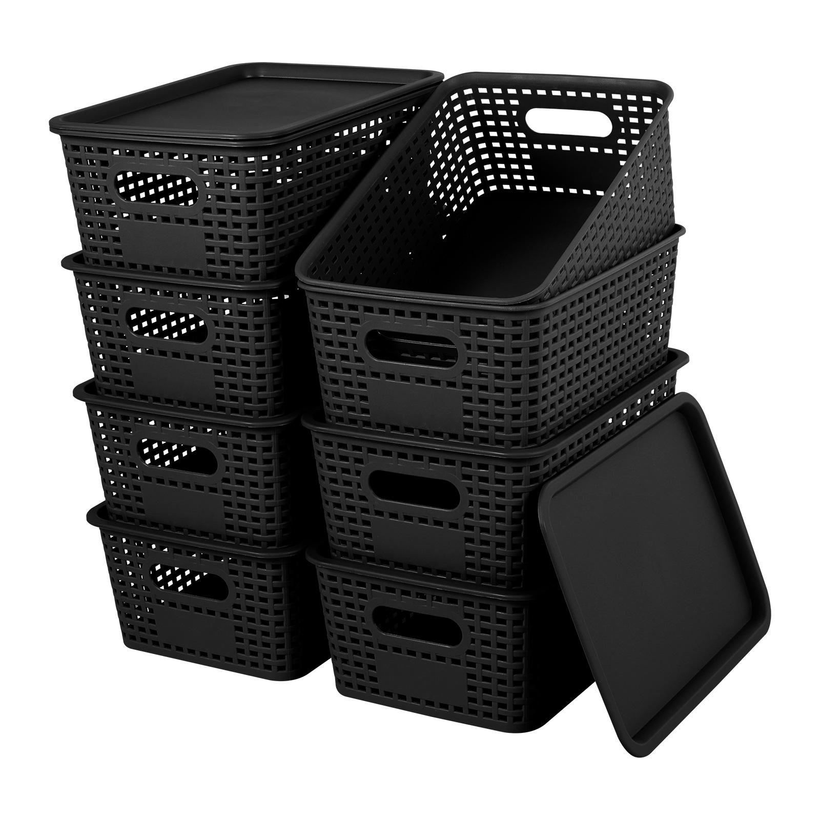 8Pcs Plastic Storage Basket with Handle and Lid Stackable Desktop Stationery Organizer Box for Wardrobe Makeup Toys Container
8Pcs Plastic Storage Basket with Handle and Lid Stackable Desktop Stationery Organizer Box for Wardrobe Makeup Toys Container