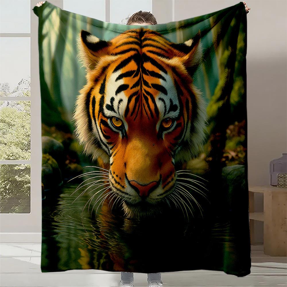 1pc Bengal Tiger Print Flannel Blanket - Luxurious Plush All-Season Bedspread with Realistic Tiger Face & Jungle Design, Soft Wa 130x150cm
1pc Bengal Tiger Print Flannel Blanket - Luxurious Plush All-Season Bedspread with Realistic Tiger Face & Jungle Design, Soft Wa 130x150cm