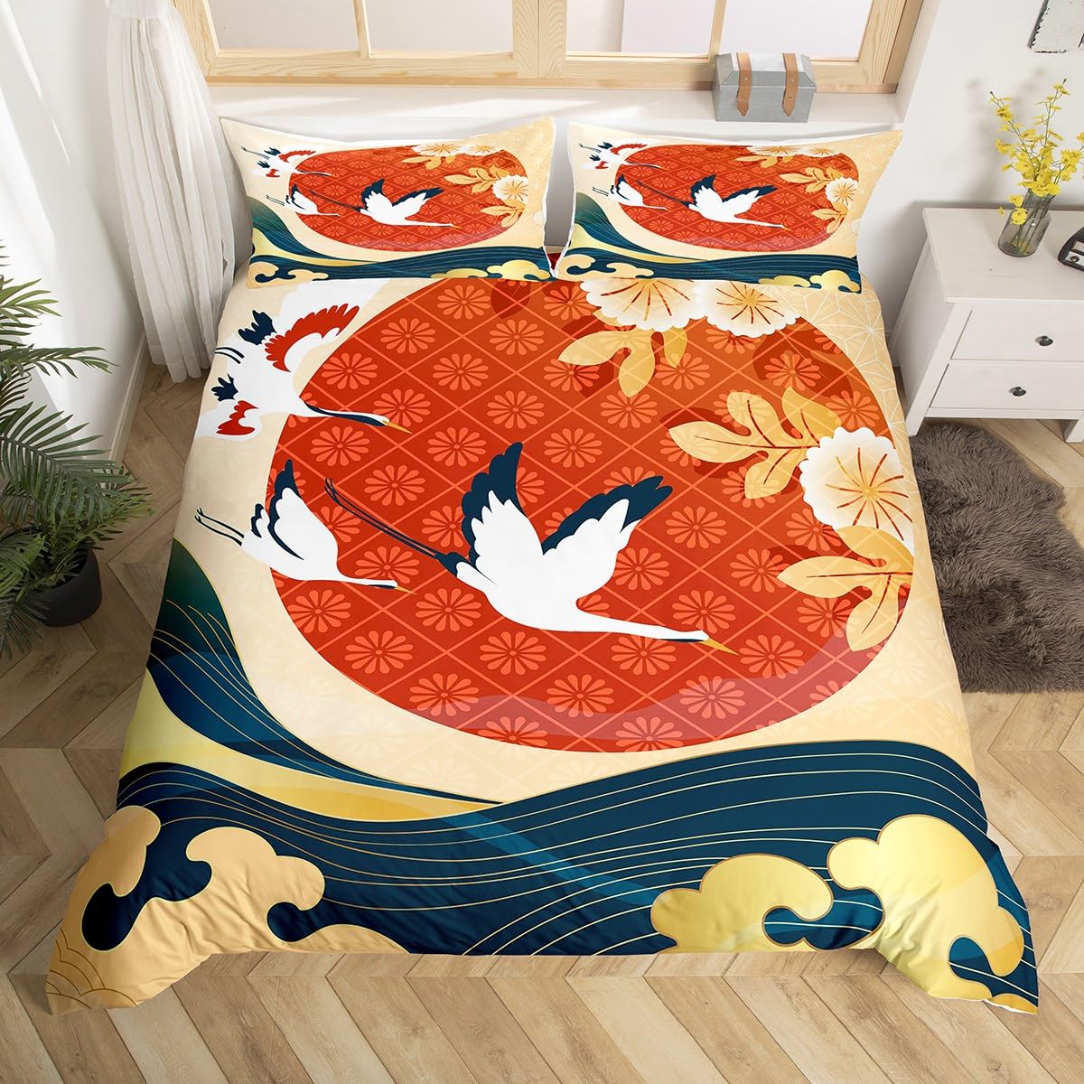 White Crane Down Duvet Cover Queen King Size Wild Bird Animal Bedding Set Ink Painting Quilt Cover Trees Branches Plants 3 Pcs US King(264*228cm)3pcs
White Crane Down Duvet Cover Queen King Size Wild Bird Animal Bedding Set Ink Painting Quilt Cover Trees Branches Plants 3 Pcs US King(264*228cm)3pcs