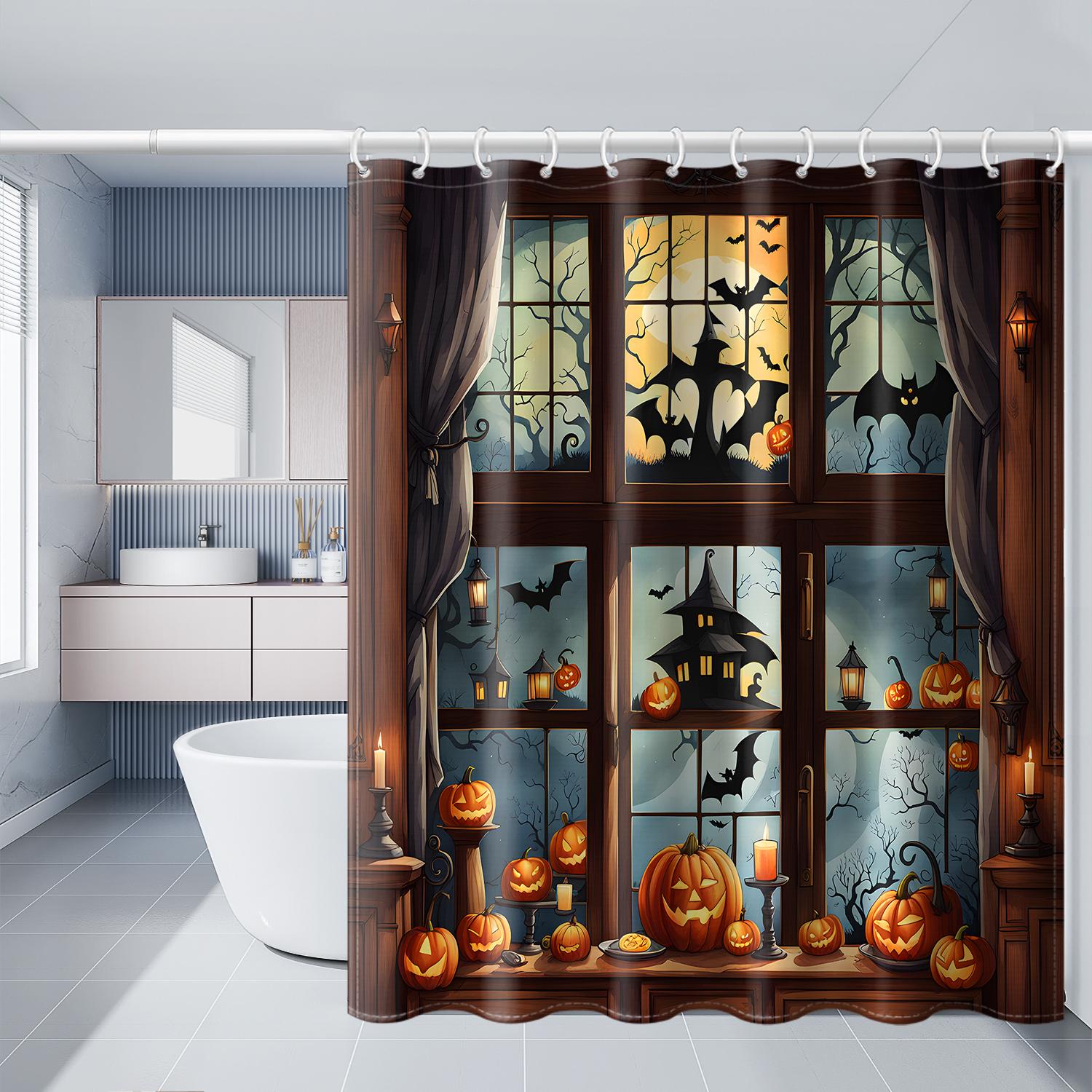 1Pc Bat Pumpkin Beach View Window Pattern Printed Shower Curtain With Plastic Hook Cartoon Bathroom Partition Curtain Decoration W60H190(CM)-1 Pcs
1Pc Bat Pumpkin Beach View Window Pattern Printed Shower Curtain With Plastic Hook Cartoon Bathroom Partition Curtain Decoration W60H190(CM)-1 Pcs