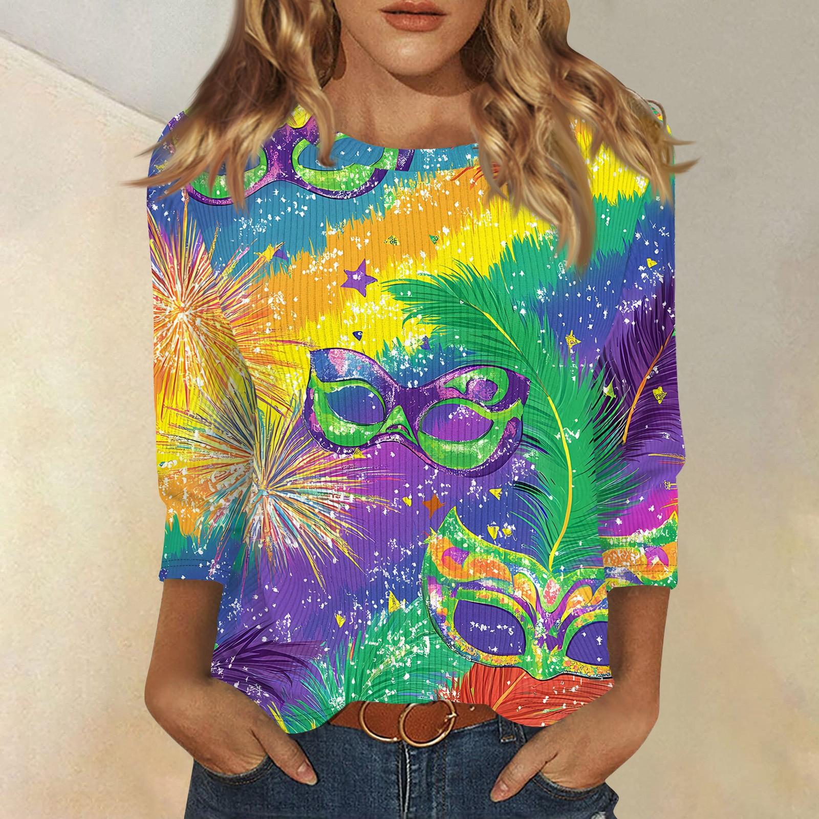 Женская модная зимняя повседневная футболка с круглым вырезом и принтом в полоску с карнавальным принтом и рукавом три четверти Женская одежда XL зелёный
Женская модная зимняя повседневная футболка с круглым вырезом и принтом в полоску с карнавальным принтом и рукавом три четверти Женская одежда XL зелёный