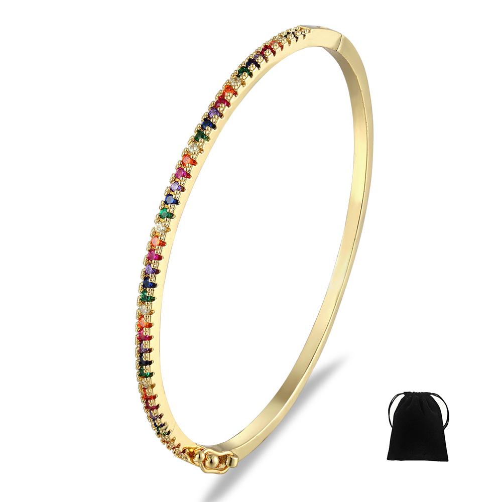 Fashion New Design Top Quality Charm Rainbow Bracelet Copper Zirconia Rhinestone Cuff Bangle Trendy Jewelry Gift For Women Girls 56-58mm
Fashion New Design Top Quality Charm Rainbow Bracelet Copper Zirconia Rhinestone Cuff Bangle Trendy Jewelry Gift For Women Girls 56-58mm