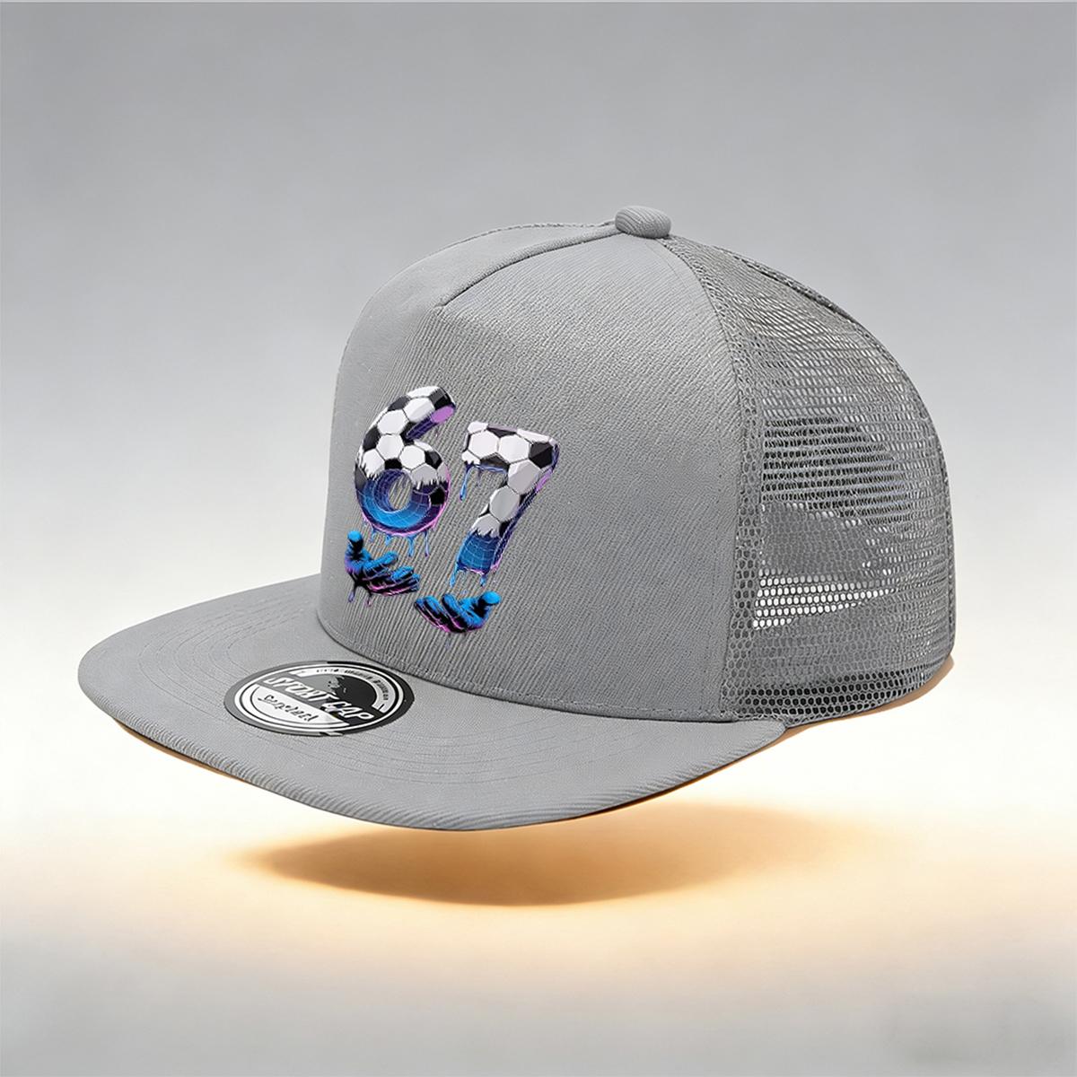 1/2PC Y2K Pink Soccer 67 Flat Brim Trucker Hat, Melting Drip Print, Breathable Mesh, Sporty Aesthetic Cap сірий
1/2PC Y2K Pink Soccer 67 Flat Brim Trucker Hat, Melting Drip Print, Breathable Mesh, Sporty Aesthetic Cap сірий