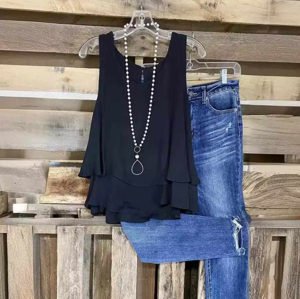 2025 Cotton Linen Sleeveless Two-Piece Style Lightweight Top 5XL чорний
2025 Cotton Linen Sleeveless Two-Piece Style Lightweight Top 5XL чорний