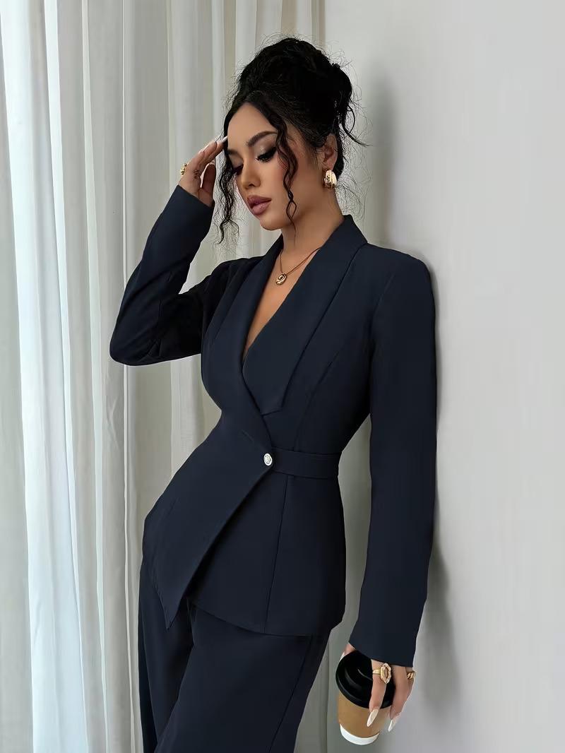 Women s Spring & Autumn Fashion V-Neck Long Blazer & Wide-Leg Pants Two-Piece Set XL
Women s Spring & Autumn Fashion V-Neck Long Blazer & Wide-Leg Pants Two-Piece Set XL