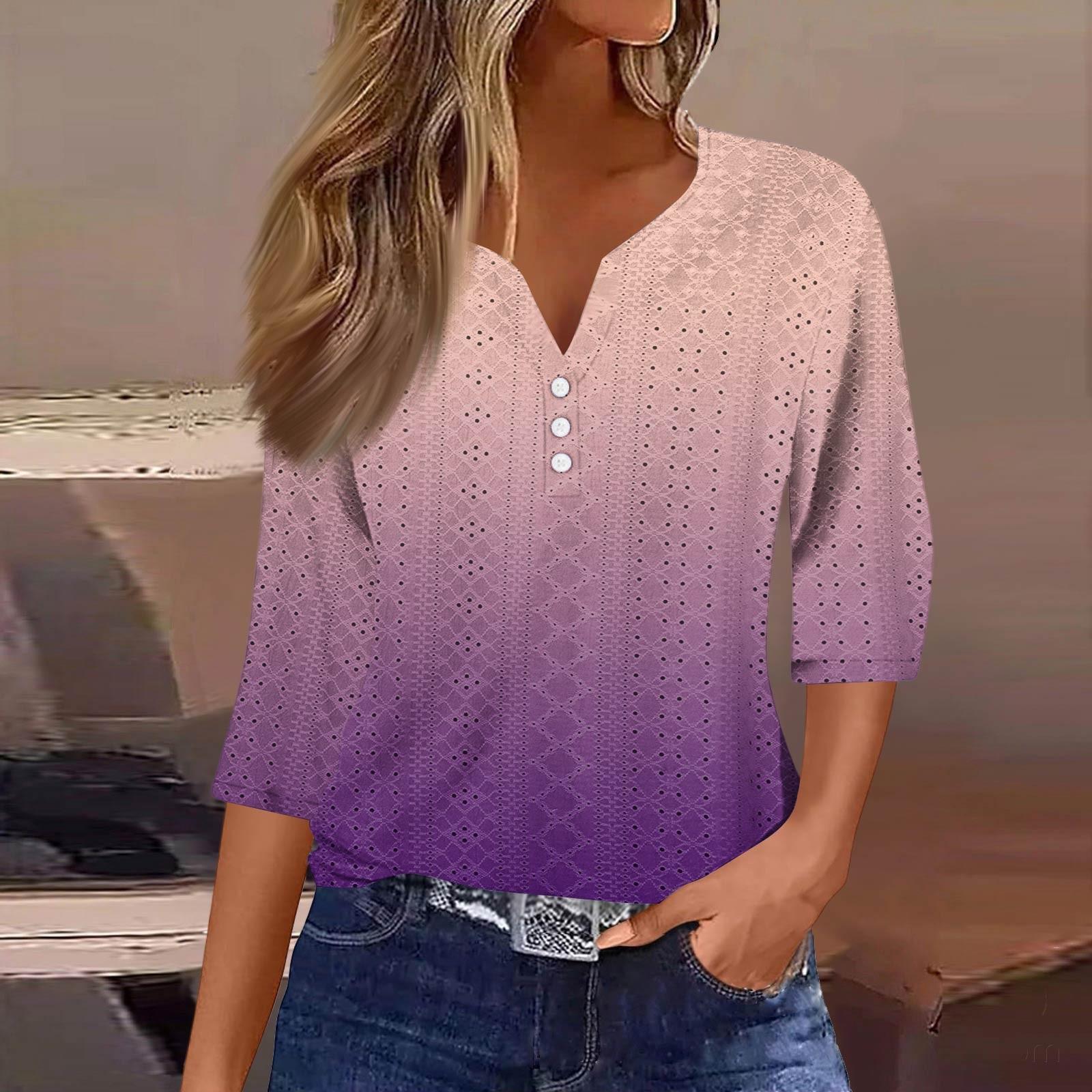 Women s Fashion V-Neck Button Seven Sleeve T-Shirt Casual Gradient Printed Top L фіолетовий
Women s Fashion V-Neck Button Seven Sleeve T-Shirt Casual Gradient Printed Top L фіолетовий