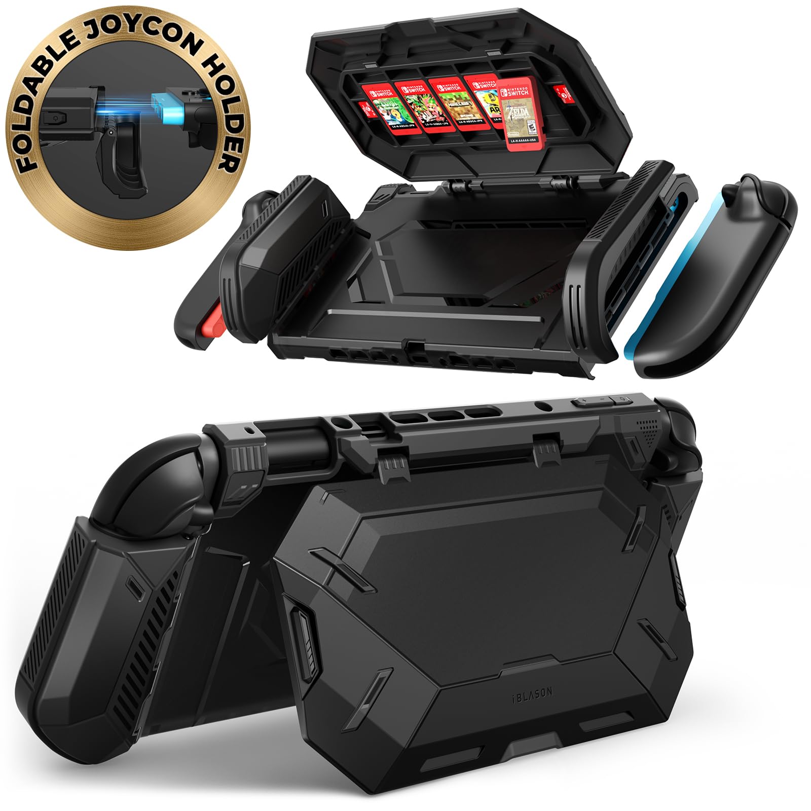 Protective Case for Nintendo Switch Rotating Stand 5 Card Integrated Easy Compatible with Controllers i-Blason 2, 2025, Shockproof, Grip, Function, чорний
Protective Case for Nintendo Switch Rotating Stand 5 Card Integrated Easy Compatible with Controllers i-Blason 2, 2025, Shockproof, Grip, Function, чорний