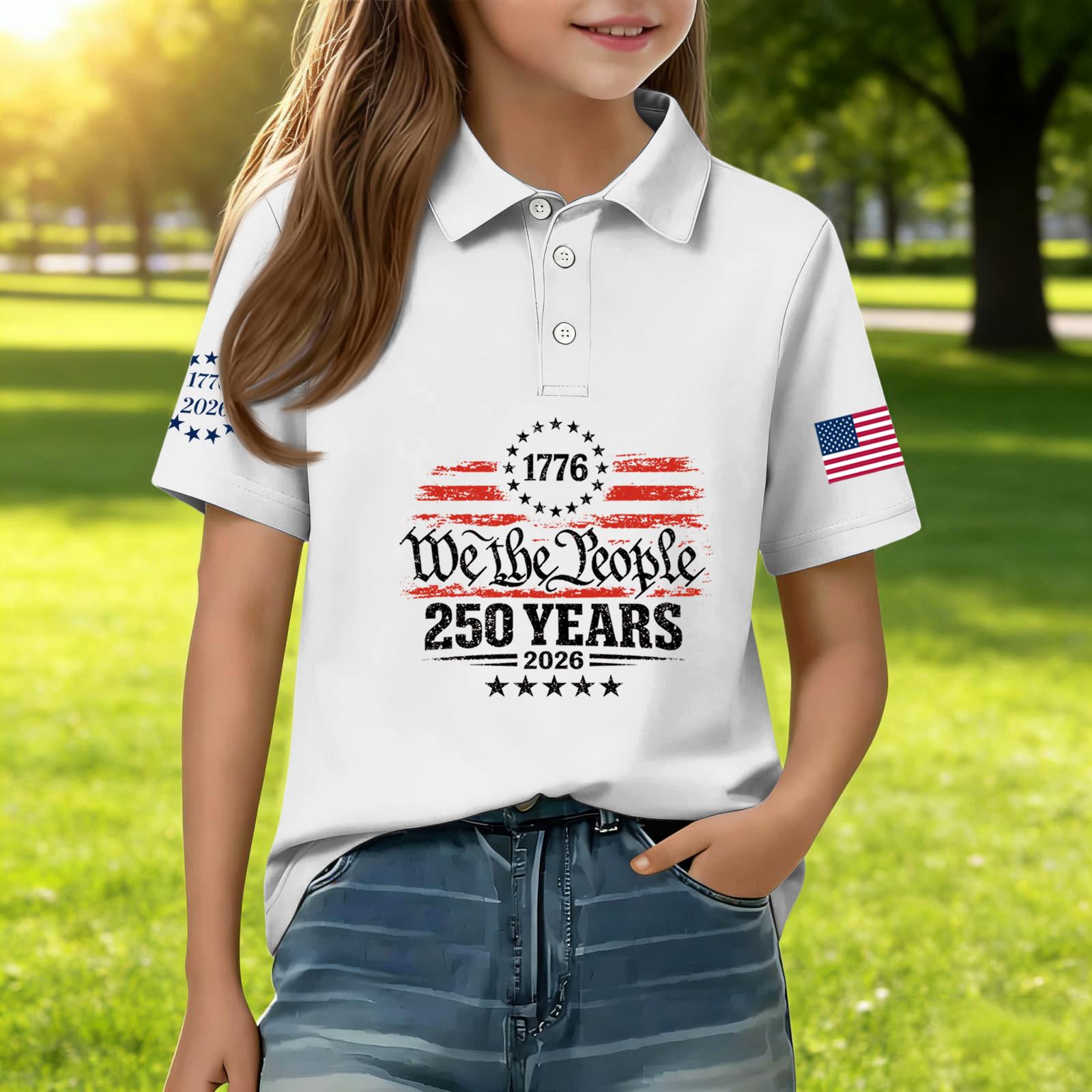 Kids Casual Short Sleeve Polo Shirt Independence Day Print 250 Years Anniversary Graphic Tee Comfortable Fit 120 белый
Kids Casual Short Sleeve Polo Shirt Independence Day Print 250 Years Anniversary Graphic Tee Comfortable Fit 120 белый