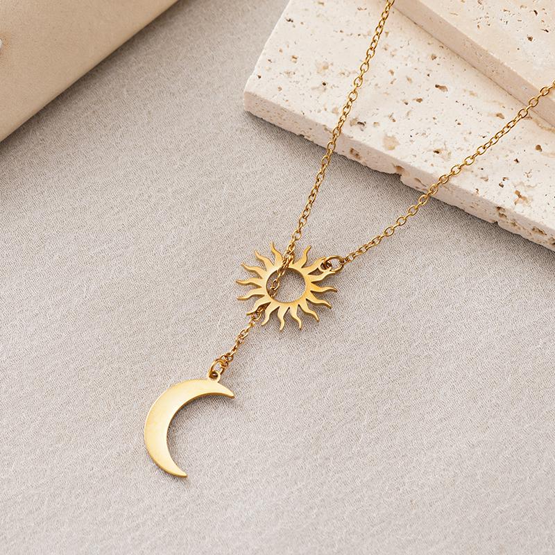 Huitan Stainless Steel Sun and Moon Pendant Necklace for Women Waterproof Non Tarnish Daily Wear Statement Jewelry 51cm
Huitan Stainless Steel Sun and Moon Pendant Necklace for Women Waterproof Non Tarnish Daily Wear Statement Jewelry 51cm