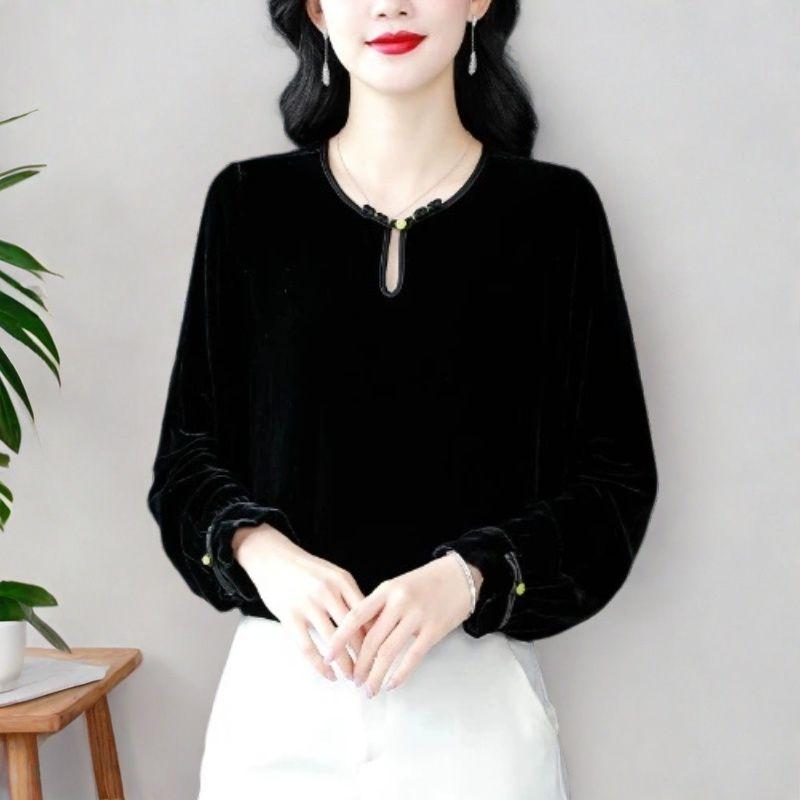 Черная золотая бархатная рубашка с длинным рукавом для женщин Модная свободная базовая рубашка Модный топ L
Черная золотая бархатная рубашка с длинным рукавом для женщин Модная свободная базовая рубашка Модный топ L