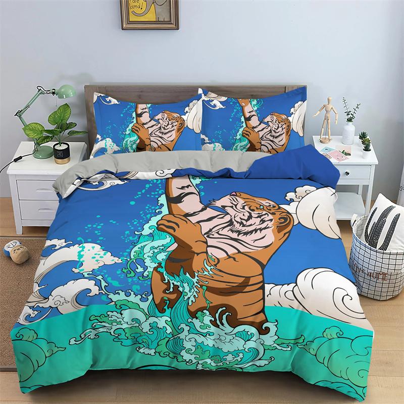 Комплект постельного белья с принтом тигра 3D, пододеяльник, одеяло, наволочка, размер King Queen Twin для мальчиков и девочек взрослых 135x200cm 2pcs