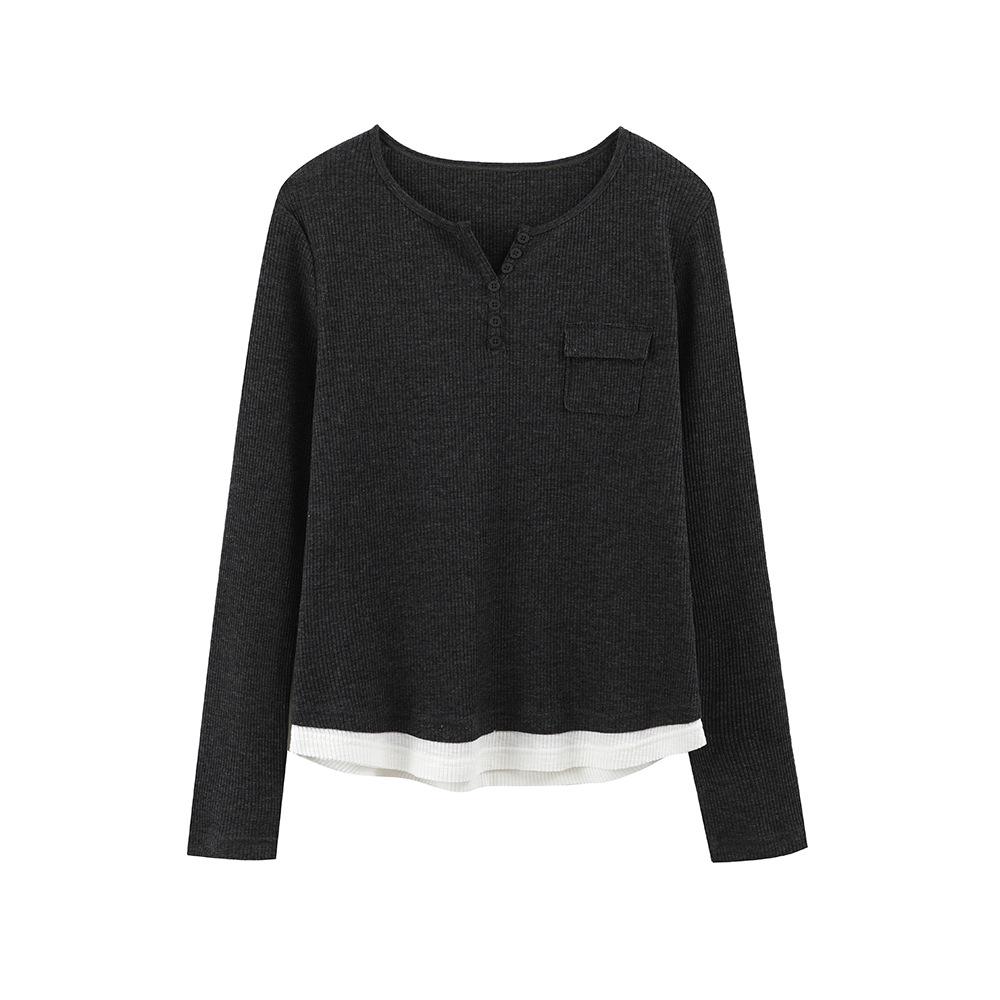 Женская повседневная футболка с V-образным вырезом и длинным рукавом с эффектом двух частей Medium
Женская повседневная футболка с V-образным вырезом и длинным рукавом с эффектом двух частей Medium