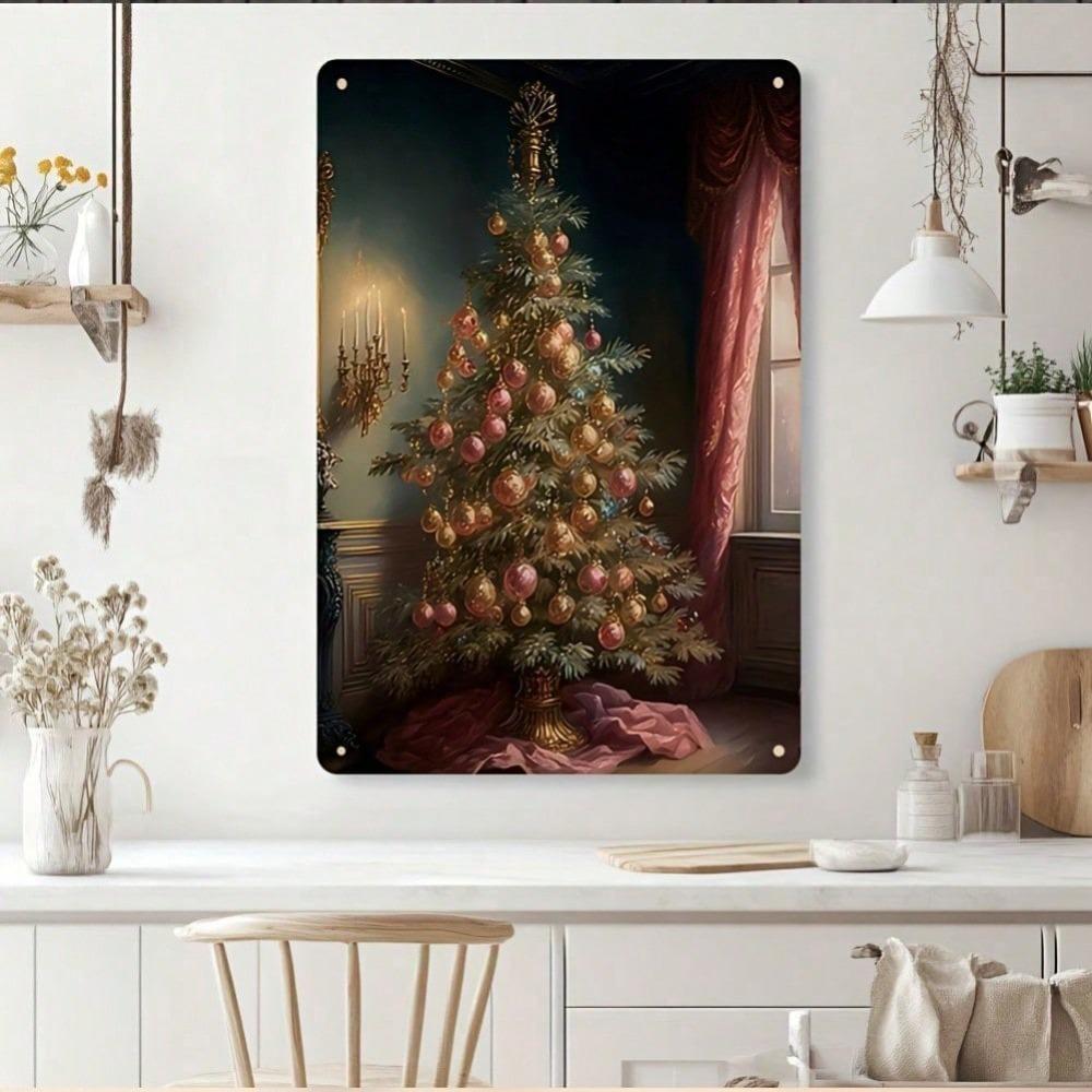 Vintage Metal Tin Painting, Christmas Tree with Gold & Red Beads, Rustproof Aluminum Wall Art, Indoor Outdoor Holiday Decor 20x30 різнокольоровий
Vintage Metal Tin Painting, Christmas Tree with Gold & Red Beads, Rustproof Aluminum Wall Art, Indoor Outdoor Holiday Decor 20x30 різнокольоровий