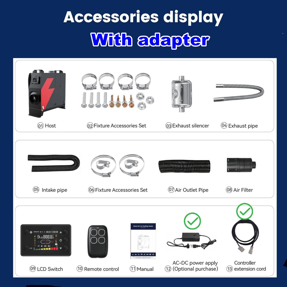 Hcalory HC1-S 12V/24V Auxiliary Heater Diesel 2025 Upgrade All in One 8KW Air Diesel Heater with Bluetooth Smart App Control With adapter
Hcalory HC1-S 12V/24V Auxiliary Heater Diesel 2025 Upgrade All in One 8KW Air Diesel Heater with Bluetooth Smart App Control With adapter